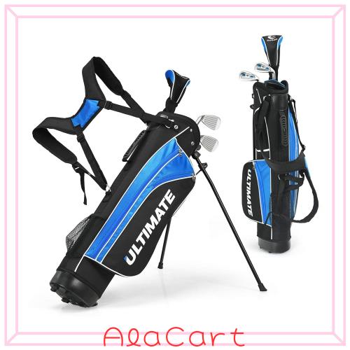 GYMAX 子供用 ゴルフ クラブセット ジュニアゴルフセット ゴルフセット ゴルフクラブ一式セット クラブ4本 右利き用 軽量設計 カバー付き