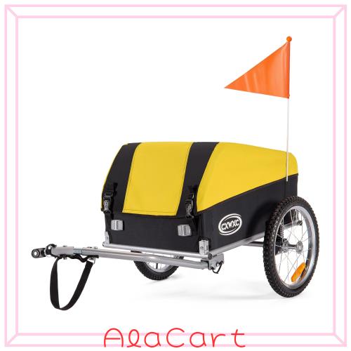 CXWXC サイクルトレーラー 自転車 トレーラー 折りたたみ 耐荷重40kg 防水カバー付き イエロー（CX-20218） CXWXC サイクルトレーラー 自転車 トレーラー 折りたたみ 耐荷重40kg