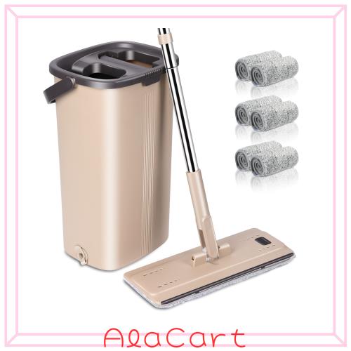 Zvonema ZNM フロアモップ フラット掃除モップ 手洗い不要 乾湿両用 腰曲げず 360度回転 6個のマイクロファイバーモップパッド キッチン/の通販は 5,518円