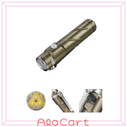 RovyVon S3Pro EDCフラッシュライト、7075アルミ合金、3*6500KクールホワイトLED、最大2800ルーメン、USB-C充電式懐中電灯(マグネットテ