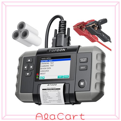 TOPDON バッテリーチェッカー BT600 バッテリーテスター 12V/24V 日本語 100-2000CCA 車 トラック EV車・HV車・アイドリングストップ車対