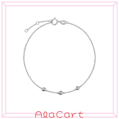 FANCIME ダイヤモンド ブレスレット レディース 3石 K18 ホワイトゴールド ラボグロウンダイヤモンド スリーストーン ホワイトデー お返