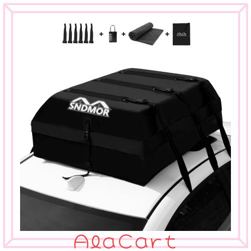 SNDMOR ルーフボックス、21 立方フィート 滑り止めパッド付き防水ルーフ バッグ + 6 つの補強ストラップ + 6 つのドア フック（黒） 9,862円
