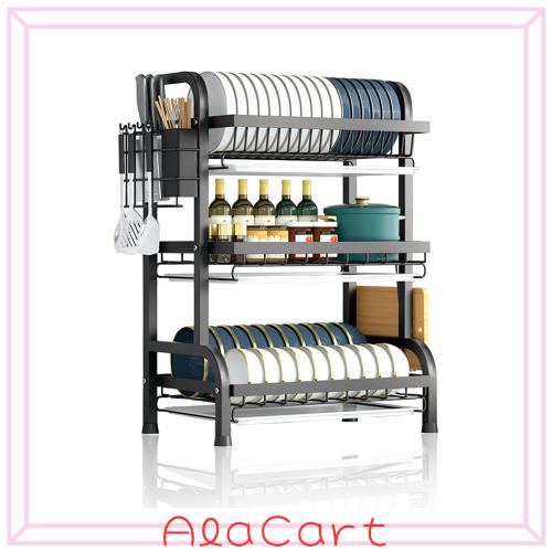 DayPlus 食器 水切りラック かご バスケット 水切りかご 3段 炭素鋼 42.5*24*63cm 大容量 収納ラック 箸立て 包丁スタンド まな板立て 台の通販は 5,211円