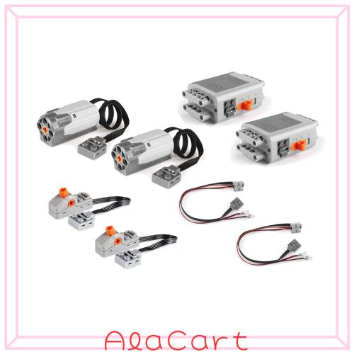 SEEMEY 8個 テクニック パワーファンクション モーター ビルディング ブロック パーツ プログラミング 2 ミディアムモーター 2 バッテリ