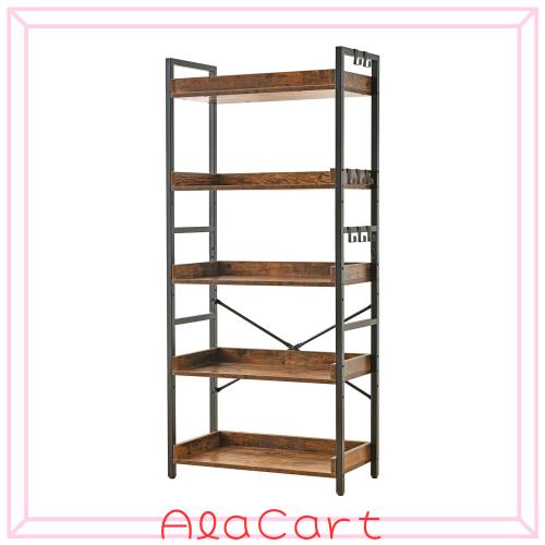 HCHQHS キッチン食器棚 5段 幅60cm奥行30cm高さ144cm アイアンウッド