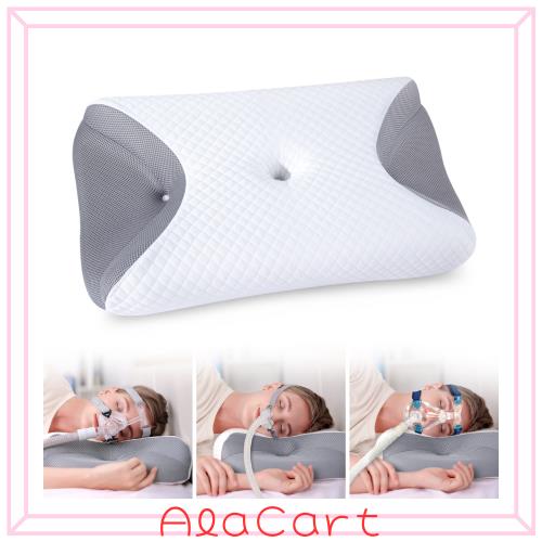 HOMCA CPAP枕 低反発素材 横向き寝用 無呼吸症候群用枕 すべてのCPAPマスクユーザー向け 空気漏れやマスク圧迫を軽減 頸椎CPAP枕 首の痛