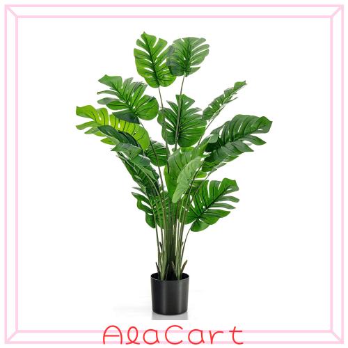 TANGKULA 人工 観葉植物 フェイク 150cm 1本 モンステラ フェイクグリーン 大型 造花 光触媒 インテリア 室内 屋外 フェイク植物 人工観