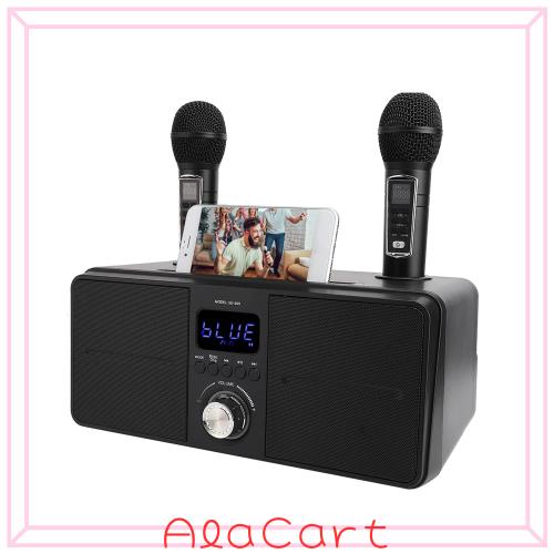 Acogedor カラオケマシン ワイヤレスマイク2本付 ホームパーティー 黒