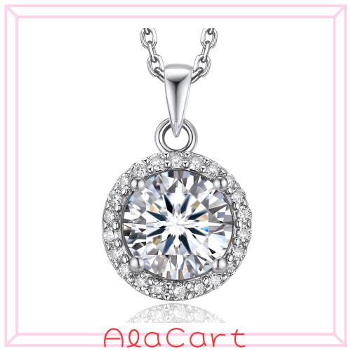 [MomentWish] モアッサナイト ネックレス レディース 1-2 カラット モアサナイト ネックレス シルバー チェーン 誕生日 記念日プレゼント