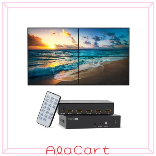 4K ビデオウォールコントローラ2x2、4K@30Hz HDMIビデオウォールプロセッサ、4つのTVスプライシングディスプレイ用 サポート1x1、1x2、1x