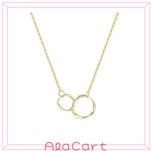 [FANCIME] 18K イエローゴールド ネックレス レディース ダブルループ サークル アクセサリー ホワイトデー 母の日 誕生日 記念日 プレゼ