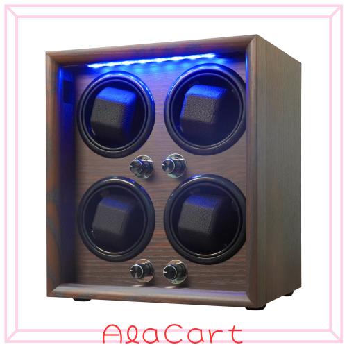 ORYX ワインディングマシーン 腕時計自動巻き上げ機 ウォッチワインダー 4本巻き 時計ケース 自動巻き 調整可能クッション LEDライト付