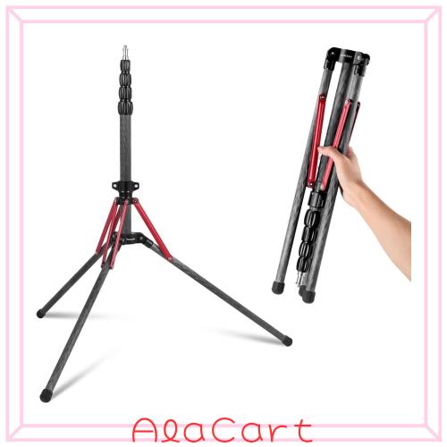 NEEWER ライトスタンド カーボンファイバー 180°リバーシブル脚 1/4”-3/8”ネジアダプターとバッグ付属 86.5”/220cm ポータブルトラベル