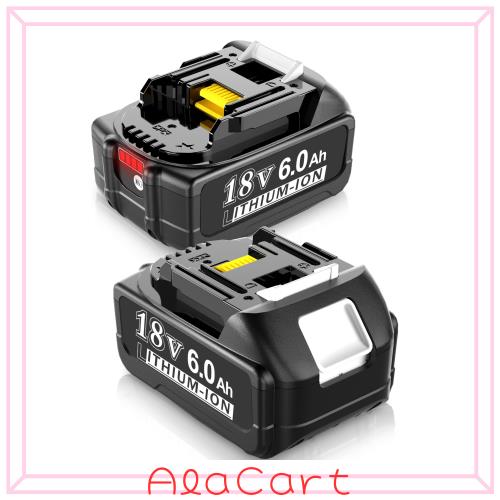 POWITEC 18V マキタ 互換バッテリー 6.0Ah 2個セット 相性良い BL1860 BL1850 BL1830シリーズバッテリー互換でき