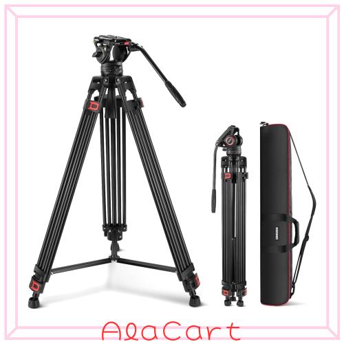 NEEWER ビデオ三脚 187cm ビデオ雲台 QRプレート付き DJI RSジンバル 大型 プロな三脚 伸縮ハンドルスケールベース DSLR 一眼レフ/ビデオ