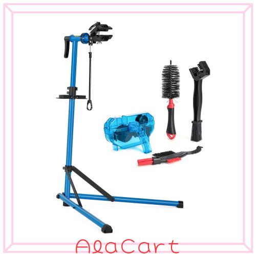 CXWXC 自転車 メンテナンススタンド ワークスタンド クリーナーセット ロードバイク スチール製 高さ/角度調節可 折りたたみ式 ディスプ