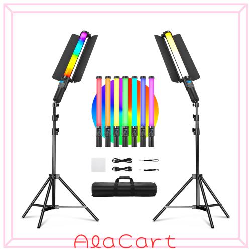 SOONPHO CL50 2パック LEDスティックライトとスタンドキット チューブライト ledスティックライト ハンドヘルド 照明 撮影用ライト 3000K