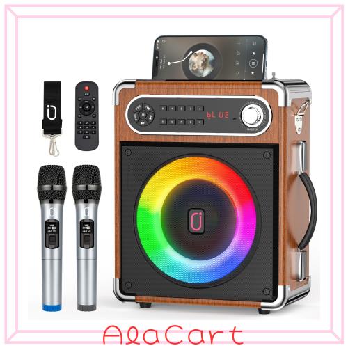 JYX スピーカーセット 拡声器 ワイヤレスマイク２本 Amazon | スピーカーセット JYX カラオケセット 家庭用 拡声器