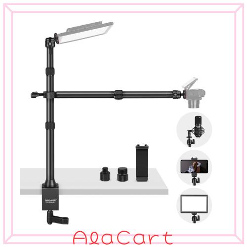NEEWER カメラアーム オーバーヘッドカメラマウントスタンド 卓上 2段伸縮式延長アーム スマホホルダー ボールヘッド ネジアダプター デ