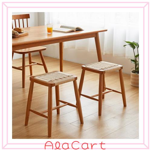 MU RONG スツール 2脚セット アメリカチェリー 木製 四角 天然木