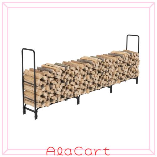 Susire 薪棚 薪ラック ログホルダー 屋外 大型 スチール 薪置き 薪の保管 幅345cm 薪ストッカー ブラック