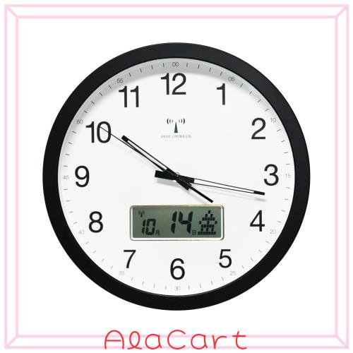 ベスタイム(BESTIME) RC293E 掛け時計 多機能時計 電波時計 白い文字盤 黒いABS樹脂プラスチック 直径37x5.0cm 日付 曜日 カレンダー 表の通販は