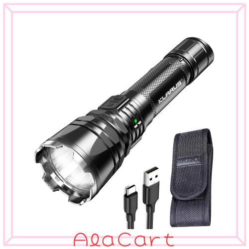 KLARUS XT12GT PRO ビームリーチ 800メートル 1600ルーメン 充電式LED長距離懐中電灯 LED戦術懐中電灯、ケーブル、ホルスター