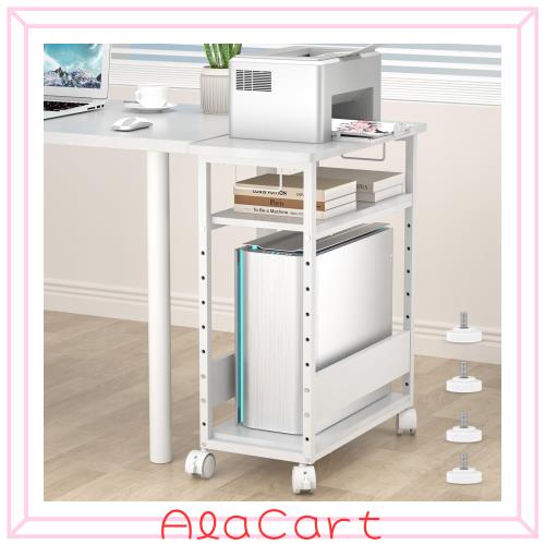 Holdm パソコンワゴン キャスター付き pcワゴン pcラック【幅60×奥行30×高さ70cm】3段 パソコンラック cpuワゴン 棚板高さ9段階調節 両