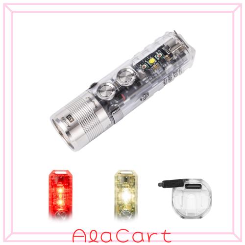 A28 G2 1000ルーメンの超高輝度EDC懐中電灯、USB C充電式850mAhバッテリーポケットキーホルダー懐中電灯、赤/白のサイドライト付き、屋外
