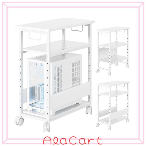 MIYOKI パソコンワゴン PCワゴン 複合機ラック キャスター付き 棚板高さ調節可能 幅60×奥行30×高さ70cm パソコン収納 木製 デスクサイ