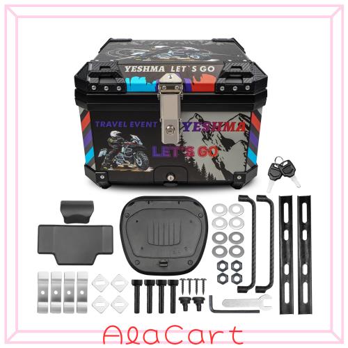 POWER PANDA 【レーシング調】バイク リアボックス 55L バイク用 大容量 トップケース バイク ボックス ABS プラスチック オシャレ 着脱