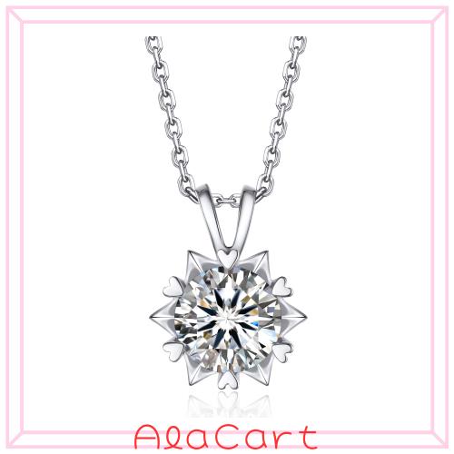 [MomentWish] 雪の結晶 ネックレス 1カラット モアッサナイト ネックレス レディース シルバー925 ペンダント プレゼント人気ブランド 誕