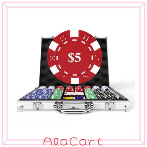 HEITOK ポーカーチップ 500枚 11.5g ポーカーセット ナンバー付き アルミケースセット テキサスホールデム対応 ダイス5個・トランプ2組付の通販は