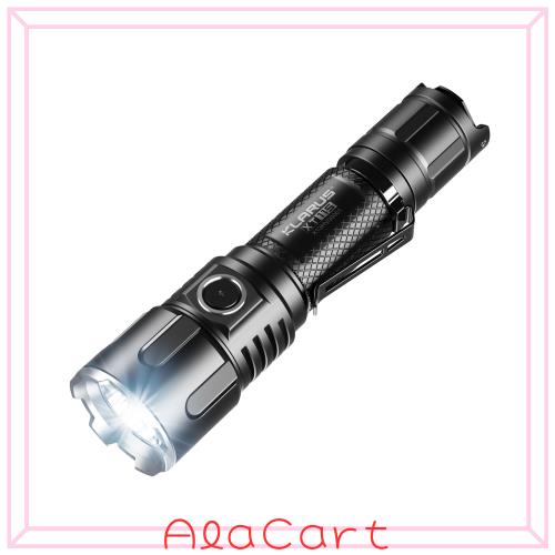 KLARUS XT11S 1100 ルーメン充電式戦術懐中電灯、ビーム到達距離 330 メートル、デュアルテールスイッチハンドヘルド懐中電灯ホルスター
