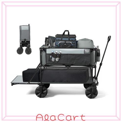 TIMBER RIDGE アウトドアワゴン 2階建てキャリーワゴン 折りたたみ キャリーカート 収束式 長物対応 全地形対応 自立収納 大容量 400L 耐