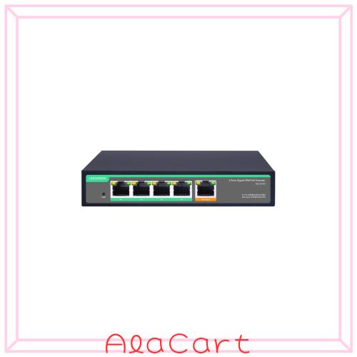 LINOVISION 4ポート POE エクステンダー ギガビット、最大90W入力、1 入力 4 出力のPOE リピーター、IEEE802.3af/at/bt パススルースイッ