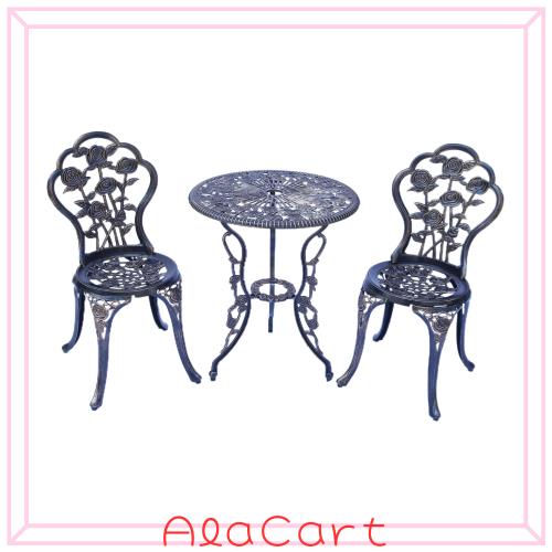 TangXiaoQiアウトドア鋳造アルミテーブルチェア3点セット ガーデン