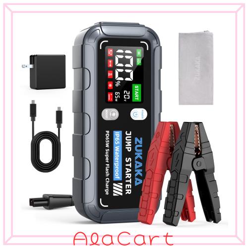 ZUKAKA ジャンプスターター 車用ジャンプスターター 6000A 12V 26800mAh ピーク電流(Allガソリン車・12Lディーゼル車対応) 車緊急始動 IPの通販は 7,639円