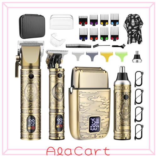 GSKY バリカンセット 電動バリカン 往復式シェーバー 鼻毛カッター USB充電式 LED表示 自動研磨 低騒音 ヒゲトリマー 家庭 業務 ショート