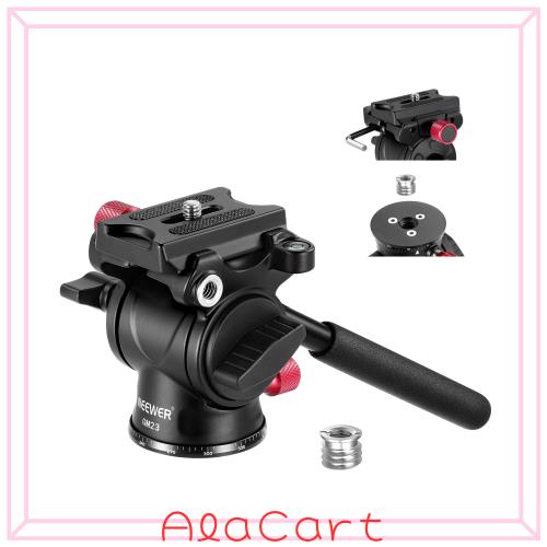 NEEWER ビデオ雲台 フルード雲台 三脚用流体ヘッド ハンドル＆Arcaタイプクイックリリース アルミ合金製 パノラマドラッグパンチルトヘッ