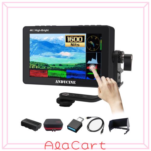 ANDYCINE A6 II 5.5インチ タッチ式 フィールドモニター 【1600nit高輝度 4K HDMI入出力】 『3つの給電方法 Typc-C/DC12V給電 F970バッテ