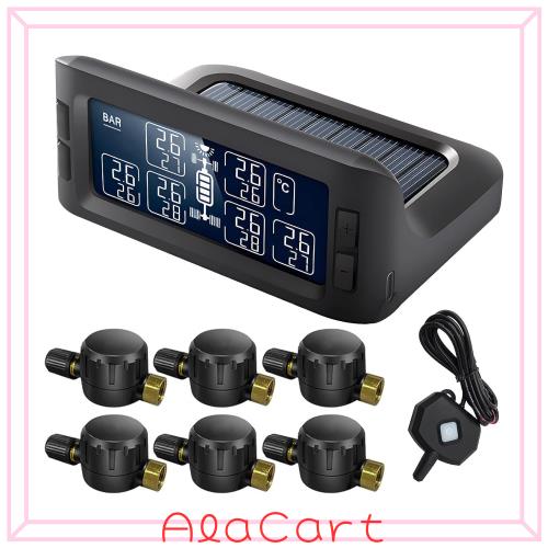 OBEST タイヤ空気圧モニター TPMS 新登場 空気入れ対応 中継器付き 6外部センサー 空気圧センサー タイヤ空気圧監視 太陽能 USB二つ充電