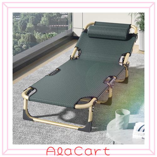 折りたたみベッド 簡易ベッド サマーベット 折り畳み 室内 完成品 組立不要 通気性 持ち運び便利 4段階調整 仮眠 客用 (ストライプ)