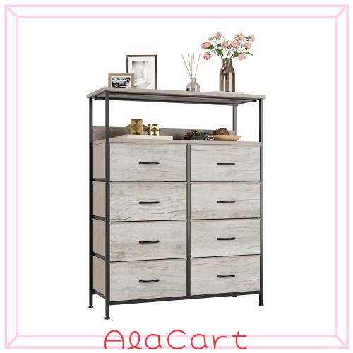 Nicehill チェスト 棚付き収納チェスト 収納 タンス キャビネット引き出し オーガナイザー 布製引き出し 収納ケース 衣類収納 木製天板