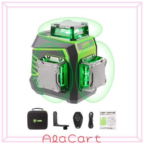 LasGoo LG-3Dx グリーンレーザー墨出し器 3x360°、3D 墨出し LasGoo LG-3Dx グリーンレーザー墨出し器 3x360°、3D 墨出し