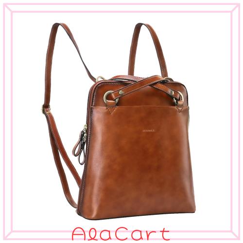 [バンニュス] レディース リュック 本革 リュックバッグ 小さい バックパッ 切り替え可能ショルダーベルト ク ショルダーバッグ 9.7イン