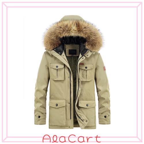 [GmrvaMen] ジャケット メンズ ミリタリージャケット コート 裏ボア フード付き ファー付き 着脱可 マルチポケット 防寒着 作業着 厚手