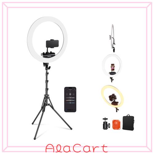 NEEWER プロな18インチリングライトとスタンドキット 女優ライト スマホホルダー付属 超薄型 ソフトな照明ライト 45W 2900K-7000K TLCI98