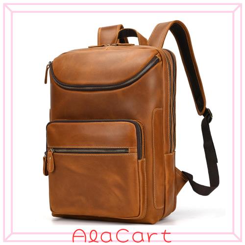 [Luufan] リュックサック 本革 メンズ 大容量 ビジネスリュック A4対応 14インチPC収納 通勤鞄 レザー リュック 通学用 バックパック 出